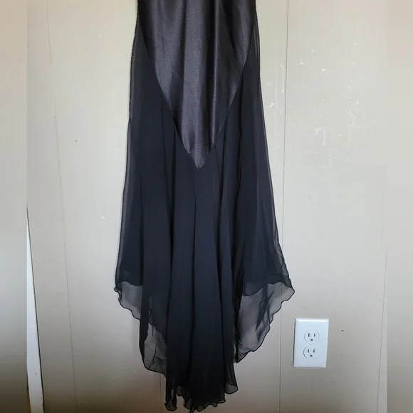 RARE VINTAGE Saks Fifth Avenue by designer Blanche Black Satin Chiffon Net Night - Picture 8 of 8